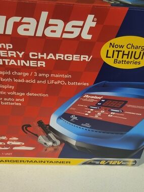 Duralast DL-15D Battery Charger, Maintainer 15 Amp Lithium New (open box)
